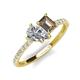 5 - Zahara 9x6 mm Pear Forever Brilliant Moissanite and 7x5 mm Emerald Cut Smoky Quartz 2 Stone Duo Ring 