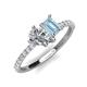 5 - Zahara 9x6 mm Pear Forever Brilliant Moissanite and 7x5 mm Emerald Cut Aquamarine 2 Stone Duo Ring 