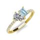 5 - Zahara 9x6 mm Pear Forever Brilliant Moissanite and 7x5 mm Emerald Cut Aquamarine 2 Stone Duo Ring 