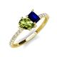 5 - Zahara 9x6 mm Pear Peridot and 7x5 mm Emerald Cut Lab Created Blue Sapphire 2 Stone Duo Ring 