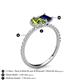 6 - Zahara 9x6 mm Pear Peridot and 7x5 mm Emerald Cut Lab Created Blue Sapphire 2 Stone Duo Ring 