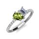 5 - Zahara 9x6 mm Pear Peridot and 7x5 mm Emerald Cut Forever Brilliant Moissanite 2 Stone Duo Ring 