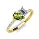 5 - Zahara 9x6 mm Pear Peridot and 7x5 mm Emerald Cut Forever One Moissanite 2 Stone Duo Ring 