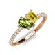 5 - Zahara 9x6 mm Pear Peridot and 7x5 mm Emerald Cut Lab Created Yellow Sapphire 2 Stone Duo Ring 