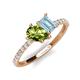 5 - Zahara 9x6 mm Pear Peridot and 7x5 mm Emerald Cut Aquamarine 2 Stone Duo Ring 