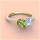 4 - Zahara 9x6 mm Pear Peridot and 7x5 mm Emerald Cut Aquamarine 2 Stone Duo Ring 