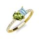 5 - Zahara 9x6 mm Pear Peridot and 7x5 mm Emerald Cut Aquamarine 2 Stone Duo Ring 