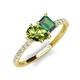 5 - Zahara 9x6 mm Pear Peridot and 7x5 mm Emerald Cut Lab Created Alexandrite 2 Stone Duo Ring 