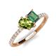 5 - Zahara 9x6 mm Pear Peridot and 7x5 mm Emerald Cut Lab Created Alexandrite 2 Stone Duo Ring 