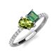 5 - Zahara 9x6 mm Pear Peridot and 7x5 mm Emerald Cut Lab Created Alexandrite 2 Stone Duo Ring 