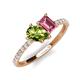 5 - Zahara 9x6 mm Pear Peridot and 7x5 mm Emerald Cut Pink Tourmaline 2 Stone Duo Ring 