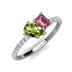 5 - Zahara 9x6 mm Pear Peridot and 7x5 mm Emerald Cut Pink Tourmaline 2 Stone Duo Ring 
