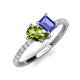 5 - Zahara 9x6 mm Pear Peridot and 7x5 mm Emerald Cut Tanzanite 2 Stone Duo Ring 