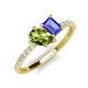 5 - Zahara 9x6 mm Pear Peridot and 7x5 mm Emerald Cut Tanzanite 2 Stone Duo Ring 