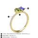 6 - Zahara 9x6 mm Pear Peridot and 7x5 mm Emerald Cut Tanzanite 2 Stone Duo Ring 
