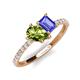 5 - Zahara 9x6 mm Pear Peridot and 7x5 mm Emerald Cut Tanzanite 2 Stone Duo Ring 