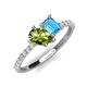 5 - Zahara 9x6 mm Pear Peridot and 7x5 mm Emerald Cut Blue Topaz 2 Stone Duo Ring 