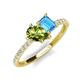 5 - Zahara 9x6 mm Pear Peridot and 7x5 mm Emerald Cut Blue Topaz 2 Stone Duo Ring 