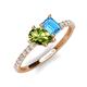 5 - Zahara 9x6 mm Pear Peridot and 7x5 mm Emerald Cut Blue Topaz 2 Stone Duo Ring 