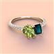 4 - Zahara 9x6 mm Pear Peridot and 7x5 mm Emerald Cut London Blue Topaz 2 Stone Duo Ring 