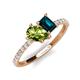 5 - Zahara 9x6 mm Pear Peridot and 7x5 mm Emerald Cut London Blue Topaz 2 Stone Duo Ring 