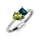 5 - Zahara 9x6 mm Pear Peridot and 7x5 mm Emerald Cut London Blue Topaz 2 Stone Duo Ring 