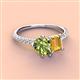 4 - Zahara 9x6 mm Pear Peridot and 7x5 mm Emerald Cut Citrine 2 Stone Duo Ring 