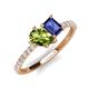 5 - Zahara 9x6 mm Pear Peridot and 7x5 mm Emerald Cut Iolite 2 Stone Duo Ring 