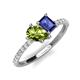 5 - Zahara 9x6 mm Pear Peridot and 7x5 mm Emerald Cut Iolite 2 Stone Duo Ring 
