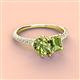 4 - Zahara 9x6 mm Pear and 7x5 mm Emerald Cut Peridot 2 Stone Duo Ring 
