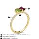 6 - Zahara 9x6 mm Pear Peridot and 7x5 mm Emerald Cut Rhodolite Garnet 2 Stone Duo Ring 