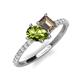 5 - Zahara 9x6 mm Pear Peridot and 7x5 mm Emerald Cut Smoky Quartz 2 Stone Duo Ring 