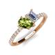 5 - Zahara 9x6 mm Pear Peridot and 7x5 mm Emerald Cut Forever Brilliant Moissanite 2 Stone Duo Ring 