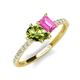 5 - Zahara 9x6 mm Pear Peridot and 7x5 mm Emerald Cut Lab Created Pink Sapphire 2 Stone Duo Ring 