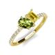 5 - Zahara 9x6 mm Pear Peridot and 7x5 mm Emerald Cut Lab Created Yellow Sapphire 2 Stone Duo Ring 