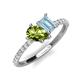 5 - Zahara 9x6 mm Pear Peridot and 7x5 mm Emerald Cut Aquamarine 2 Stone Duo Ring 