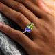 3 - Zahara 9x6 mm Pear Peridot and 7x5 mm Emerald Cut Tanzanite 2 Stone Duo Ring 