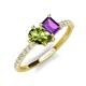 5 - Zahara 9x6 mm Pear Peridot and 7x5 mm Emerald Cut Amethyst 2 Stone Duo Ring 