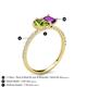 6 - Zahara 9x6 mm Pear Peridot and 7x5 mm Emerald Cut Amethyst 2 Stone Duo Ring 