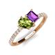 5 - Zahara 9x6 mm Pear Peridot and 7x5 mm Emerald Cut Amethyst 2 Stone Duo Ring 