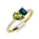 5 - Zahara 9x6 mm Pear Peridot and 7x5 mm Emerald Cut London Blue Topaz 2 Stone Duo Ring 