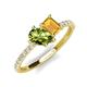 5 - Zahara 9x6 mm Pear Peridot and 7x5 mm Emerald Cut Citrine 2 Stone Duo Ring 