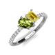5 - Zahara 9x6 mm Pear Peridot and 7x5 mm Emerald Cut Lab Created Yellow Sapphire 2 Stone Duo Ring 