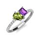 5 - Zahara 9x6 mm Pear Peridot and 7x5 mm Emerald Cut Amethyst 2 Stone Duo Ring 