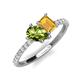 5 - Zahara 9x6 mm Pear Peridot and 7x5 mm Emerald Cut Citrine 2 Stone Duo Ring 