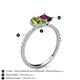 6 - Zahara 9x6 mm Pear Peridot and 7x5 mm Emerald Cut Rhodolite Garnet 2 Stone Duo Ring 