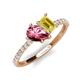 5 - Zahara 9x6 mm Pear Pink Tourmaline and 7x5 mm Emerald Cut Lab Created Yellow Sapphire 2 Stone Duo Ring 