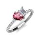 5 - Zahara 9x6 mm Pear Pink Tourmaline and 7x5 mm Emerald Cut White Sapphire 2 Stone Duo Ring 