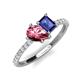 5 - Zahara 9x6 mm Pear Pink Tourmaline and 7x5 mm Emerald Cut Iolite 2 Stone Duo Ring 