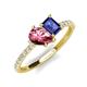 5 - Zahara 9x6 mm Pear Pink Tourmaline and 7x5 mm Emerald Cut Iolite 2 Stone Duo Ring 
